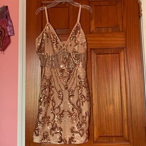 PrettyLittleThing Gold Party Dress